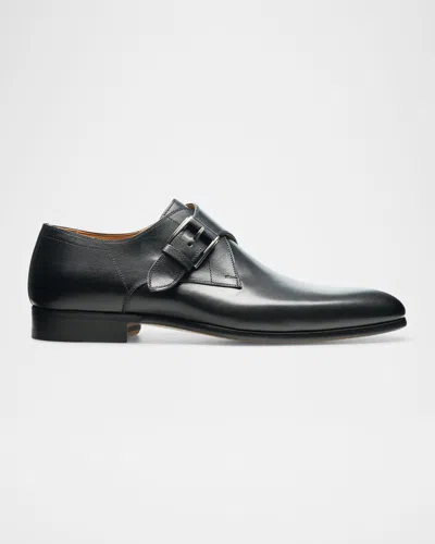 Magnanni Men's Mansfeld Leather Monk Strap Loafers In Black