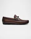 Magnanni Men's Monterey Leather Braided-bit Loafers In Brown Tumbled