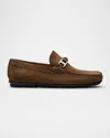 Magnanni Men's Monterey Suede Braided-bit Loafers In Taupe Suede