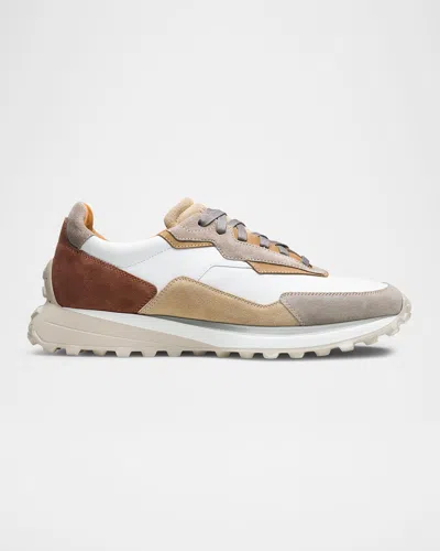 Magnanni Men's Onyx Lugged Suede Runner Sneakers In White/cream