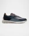 Magnanni Men's Onyx Suede And Leather Runner Sneakers In Navy  And Grey