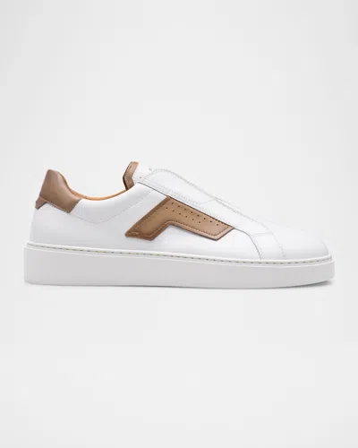 Magnanni Men's Phoenix Leather Slip-on Sneakers In White And Taupe