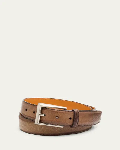 Magnanni Men's Rocas Burnished Leather Belt In Torba Texture