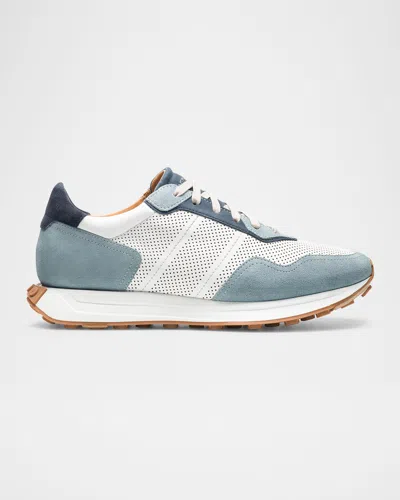 Magnanni Men's Romero Leather And Suede Runner Sneakers In Navy