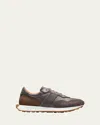 Magnanni Men's Romero Perforated Leather Runner Sneakers In Grey