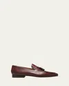 Magnanni Men's Seneca Grained Leather Tassel Loafers In Mid Brown