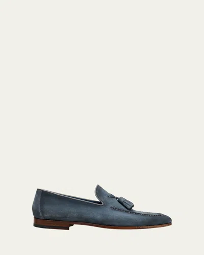 Magnanni Men's Seneca Ii Suede Tassel Loafers In Sky Blue