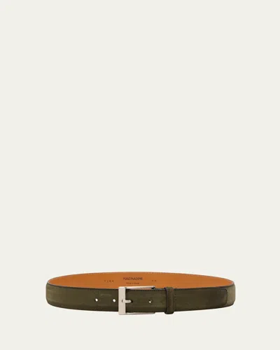 Magnanni Men's Telante Suede Belt In Hunter Green Suede