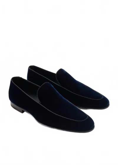 Magnanni Men's Velvet Loafers In Navy Blue