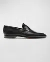 Magnanni Men's Vincente Lizard Penny Loafers In Black