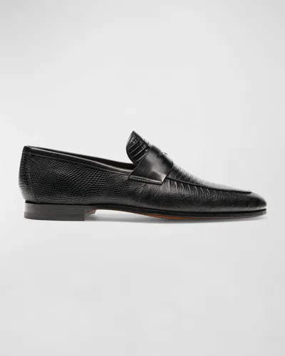 MAGNANNI MEN'S VINCENTE LIZARD PENNY LOAFERS