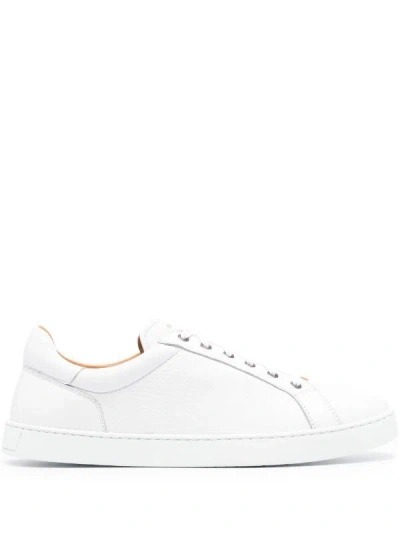 Magnanni Men's White Leather Sneakers With Flatform Sole
