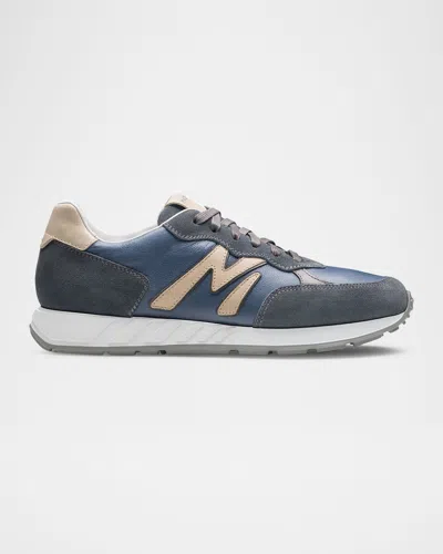 Magnanni Men's Yoki Leather And Suede Runner Sneakers In Navy