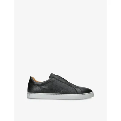 Magnanni Mens Black Laceless Leather Low-top Trainers Eur 43 / 9 Uk
