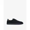 Magnanni Mens Navy Cowes Laceless Suede Low-top Trainers Eur 43 / 9 Uk In Black