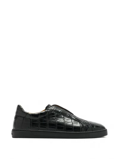Magnanni Nitro Alligator-effect Slip-on Sneakers In Black