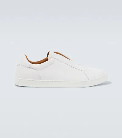 Magnanni Open Leather Slip-on Sneakers In White