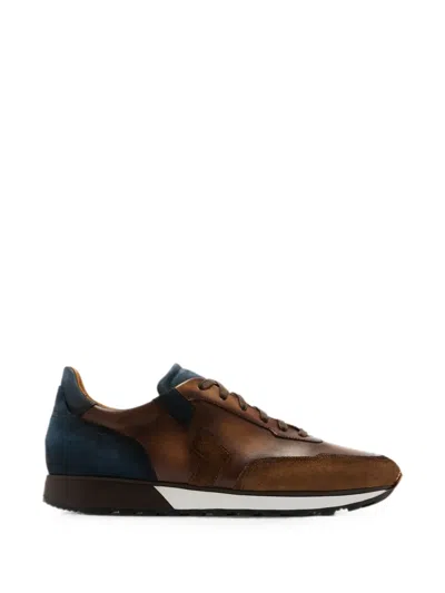 Magnanni Panelled Leather Sneakers In Brown