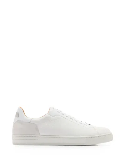 Magnanni Panelled Pebbled-leather Sneakers In White