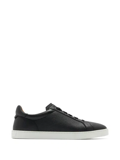 Magnanni Pebbled Leather Sneakers In Black