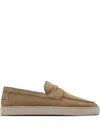 Magnanni Penny Suede Loafers In Neutral