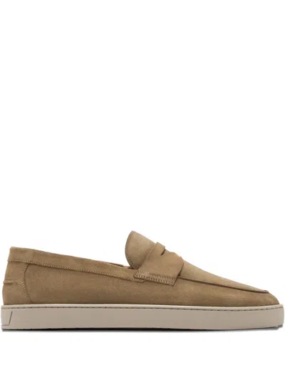 Magnanni Penny Suede Loafers In Neutral
