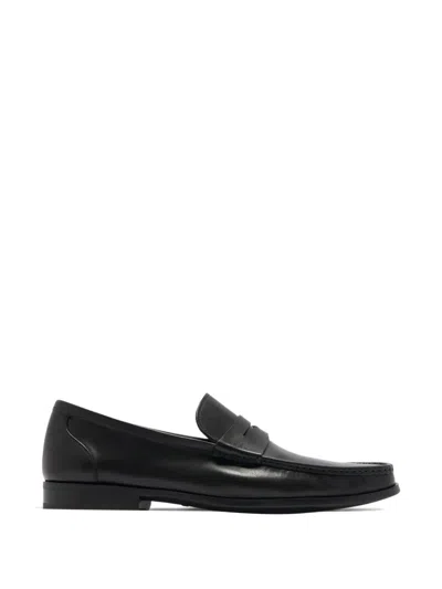 Magnanni Penny-slot Square-toe Loafers In Black