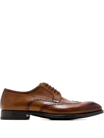 Magnanni Perforated-embellishment Derby Shoes In Brown