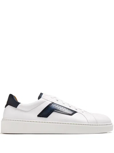 Magnanni Lotto Logo-embossed Leather Low-top Trainers In White/navy