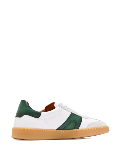 Magnanni Primera Green Stripe Sneakers In White