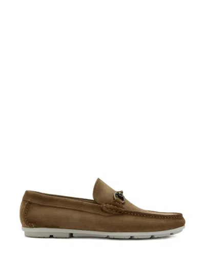 Magnanni Strap-detail Suede Loafers In Brown