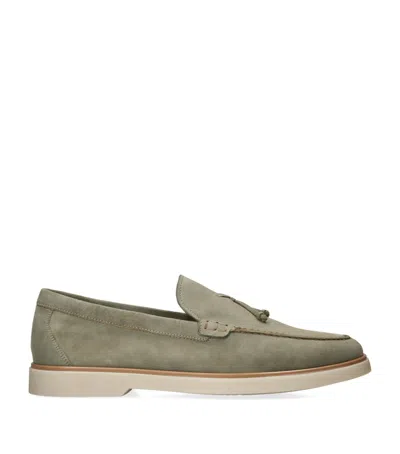 Magnanni Suede Alea Tassel Loafers In Green