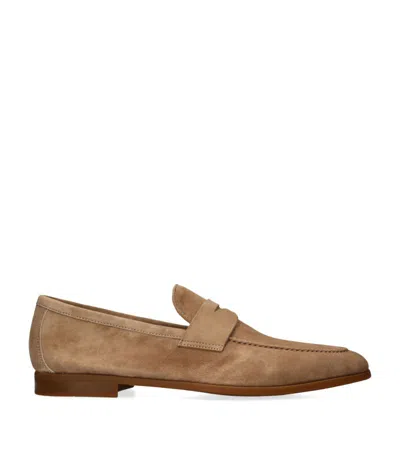 Magnanni Suede Aston Loafers In Brown