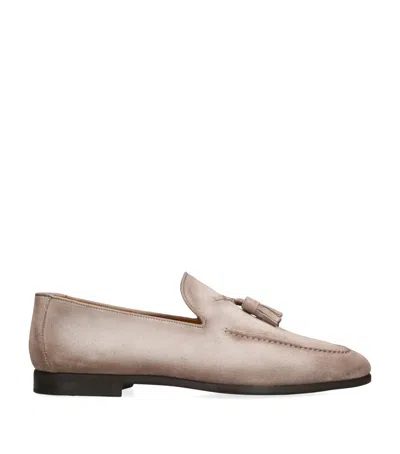 Magnanni Suede Aston Tassel Loafers In Beige