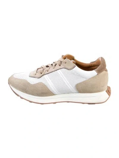 Pre-owned Magnanni Suede Colorblock Pattern Athletic Sneakers In Silver