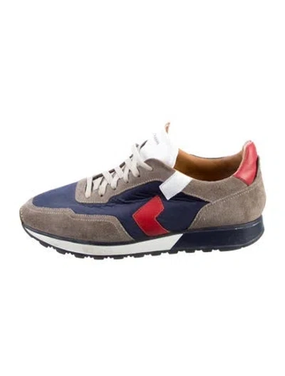 Pre-owned Magnanni Suede Colorblock Pattern Sneakers In Multi