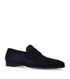 Magnanni Mens Mid Brown Diezma Suede Penny Loafers In Blue