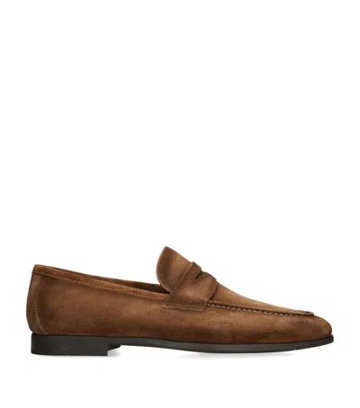 Magnanni Suede Diezma Penny Loafers In Brown