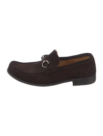 Pre-owned Magnanni Suede Dress Loafers In Brown