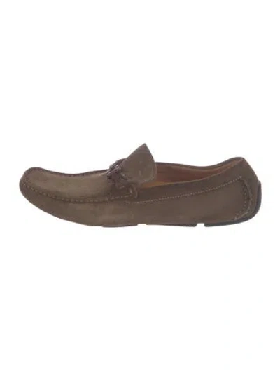 Pre-owned Magnanni Suede Drivers In Brown