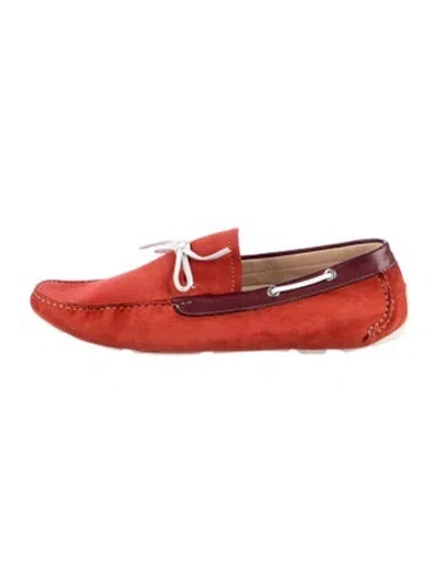 Pre-owned Magnanni Suede Drivers In Red