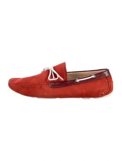 Pre-owned Magnanni Suede Drivers In Red