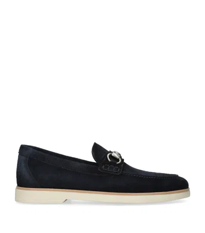 Magnanni Suede Horsebit Loafers In Blue
