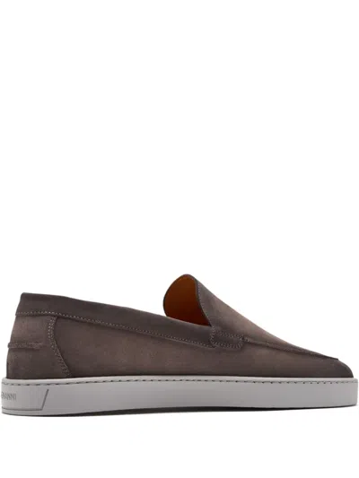 Magnanni Suede Leather Slip-on Loafers In Brown