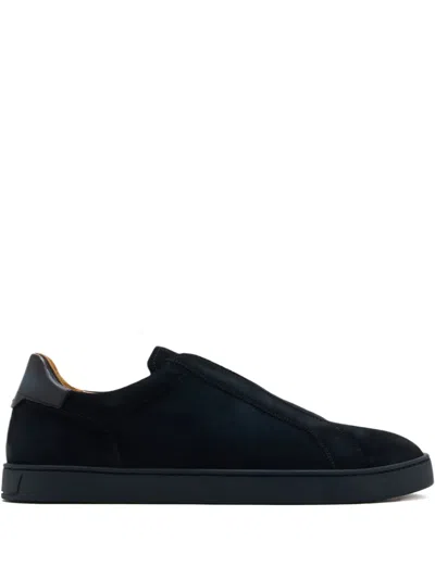 Magnanni Suede Leather Slip-on Sneakers In Blue