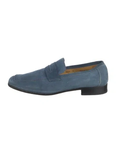 Pre-owned Magnanni Suede Loafers In Blue