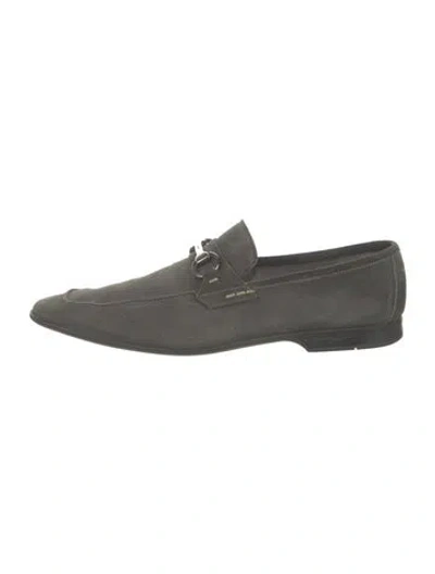 Pre-owned Magnanni Suede Loafers In Grey