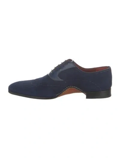 Pre-owned Magnanni Suede Oxfords In Blue