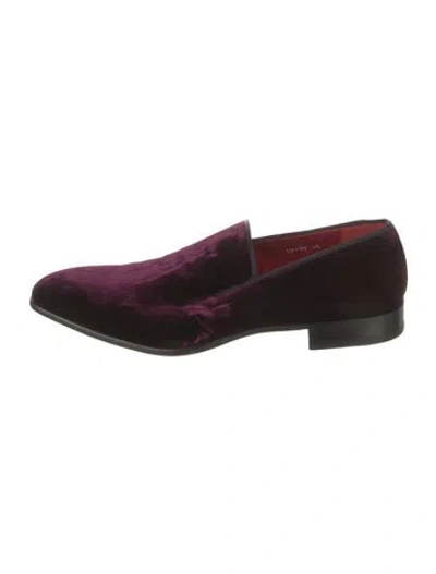 Pre-owned Magnanni Velvet Grosgrain Trim Loafers In Purple