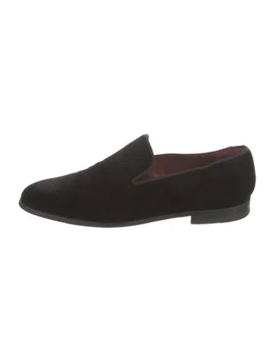Pre-owned Magnanni Velvet Loafers In Black